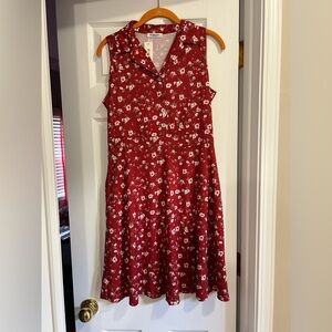 Torary Medium Red Floral Sundress NWT